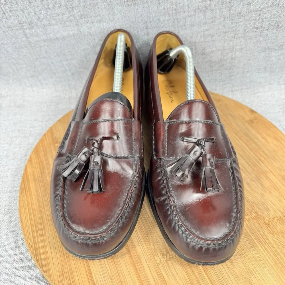 Cole Haan Pinch Tassel Loafers Men's Size 11.5 D Burgundy Leather Dress Shoes